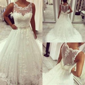 vintage lace wedding dress robe de mariage new sleeveless a line vintage lace wedding dresses 2016  chapel HDCHYGP