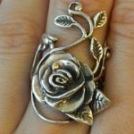 vintage rings 925 sterling silver rose leaf vine design ring , stunning and elegant- AOQEIDM