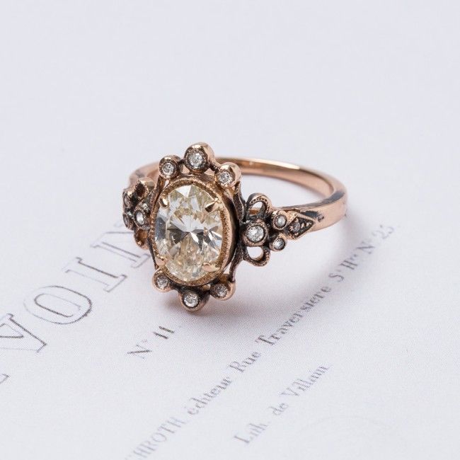 vintage rings amazing vintage-inspired diamond engagement ring set in oxidized rose gold  // IDVEAXF