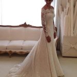 vintage wedding gowns off the shoulder buttoned zip-up long sleeve lace wedding dress XXBTXDR