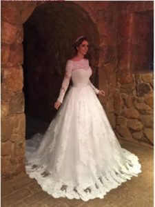 vintage wedding gowns vintage off the shoulder long sleeves appliques lace wedding dress AAMUVTA