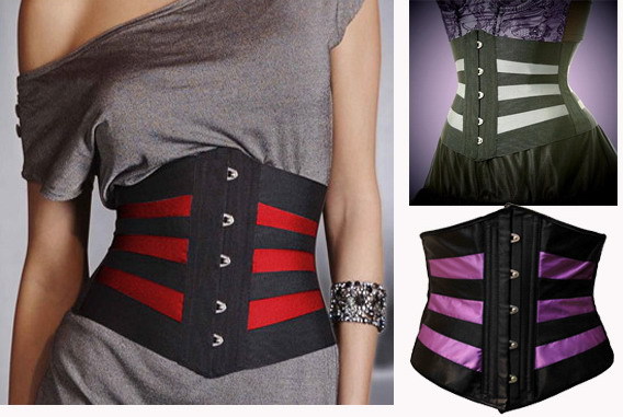 waist training corsets women-black-stripe-waist-cincher-corpete-steampunk-slimming- DUMLEDQ
