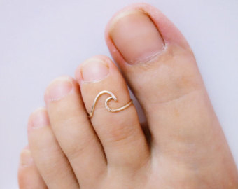 wave ring toe rings/wave toe ring sterling silver gold filled/surf/ocean EBTKWTA