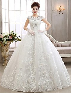 wedding ball gowns ball gown illusion neckline floor length wedding dress with beading by mhsg RTETWVD