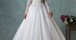 wedding dresses with sleeves chic a-line ball gown with a lace top and large tulle skirt PFGTBDP