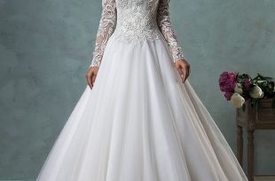 wedding dresses with sleeves chic a-line ball gown with a lace top and large tulle skirt PFGTBDP