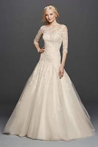 wedding dresses with sleeves long a-line vintage wedding dress - oleg cassini UBGAMRW