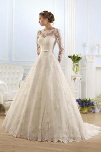 wedding dresses with sleeves new arrival fashionable scoop long sleeve wedding dresses appliques lace  backless bridal gowns HBXWYOQ