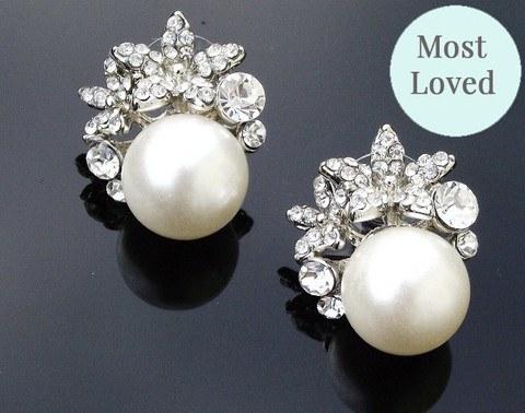 wedding earrings - vintage style pearl u0026 crystal stud earrings, carrie ... PJCASEO