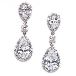 wedding jewelry keirsten pear shape cubic zirconia statement earring IGLWFUV