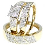 wedding rings for women his her wedding rings set trio men women 10k yellow gold GRAVOQF