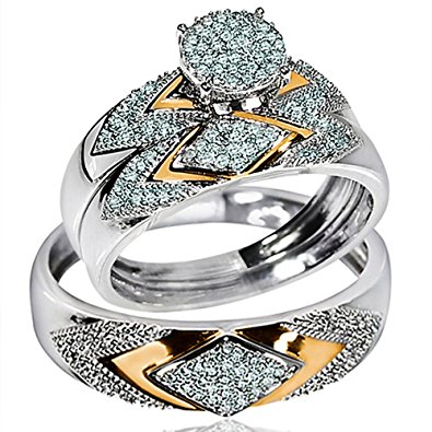 wedding rings for women his her wedding rings set trio men women 14k white gold two ERJTOAF