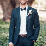 wedding suit (example of how to wear a suit with a bowtie at an outdoor wedding) XKHTYLX