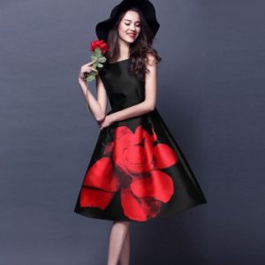 western dresses crepe black printed dress - d101 VYZMUYA