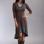 western dresses stetson® brown turquoise embroidered hi-lo hem western dress WXDYGAF
