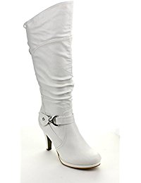 white boots for women page-65 womenu0027s knee high round toe lace-up slouched high heel boots ZXEUECV