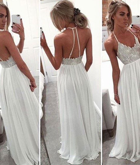 white formal dresses prom dresses,custom made white a-li UMBFHTJ