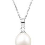white freshwater cultured pearl pendant necklace for women 18 inch AOCVHSK