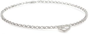 white gold anklet 14k white gold open heart on rolo chain anklet, YGKHVPH