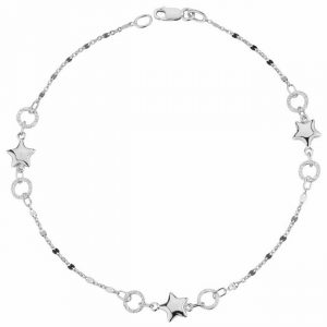 white gold anklet 14k white gold star italian anklet, 9.5 PNGZLMB