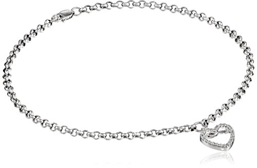 white gold anklet amazon.com: 14k white gold and diamond ankle bracelet (1/10 cttw, h-i JNWKUYP