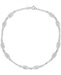 white gold anklet decorative link ankle bracelet in 14k white gold BIFDGUS