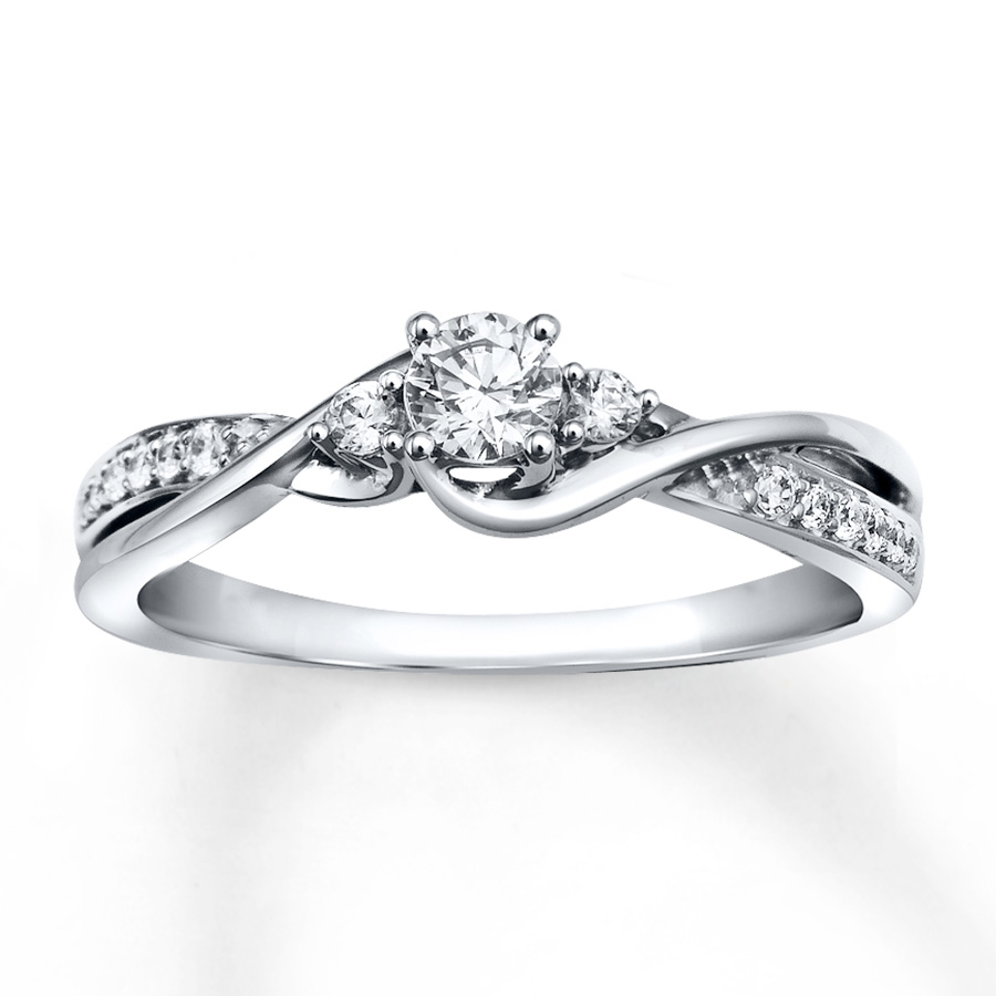 white gold engagement rings diamond engagement ring 1/3 ct tw round-cut 10k white gold BCIESUL