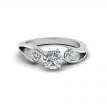 white gold engagement rings round cut diamond 3 stone engagement rings with white diamond in 14k CFDZTCF