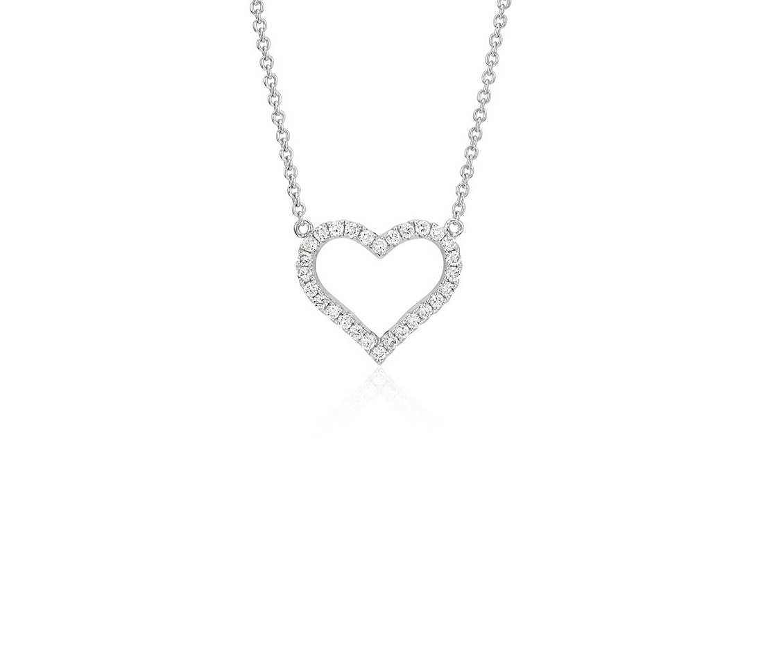 white gold pendant diamond heart pendant in 14k white gold (1/5 ct. tw.) ESIAJMG