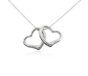 white gold pendant duo heart pendant in 14k white gold DUALLSM