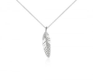 white gold pendant mini feather diamond pendant in 14k white gold ENWONNY