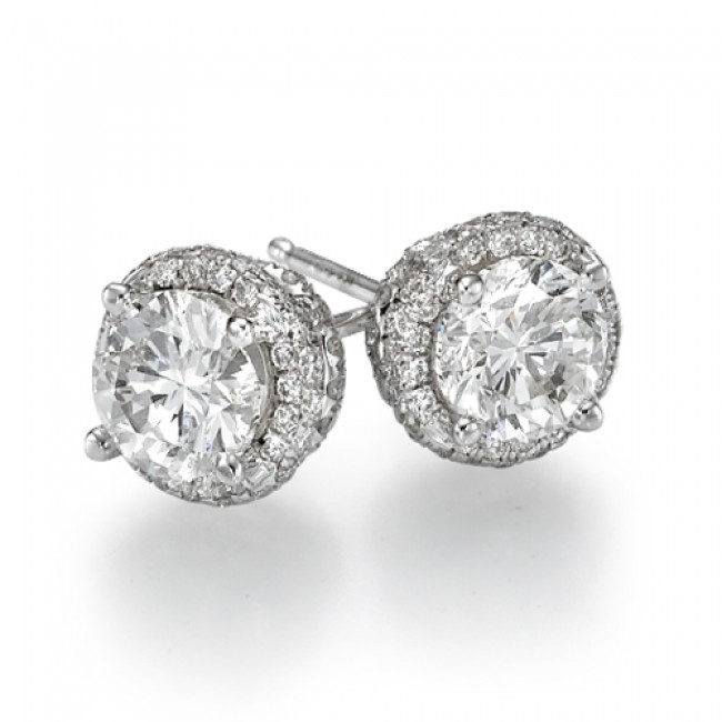 white gold stud earrings 1/2 carat diamond stud earrings - view 3 ABXRDTE