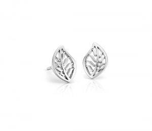 white gold stud earrings leaf stud earrings in 14k white gold BIRPJUR