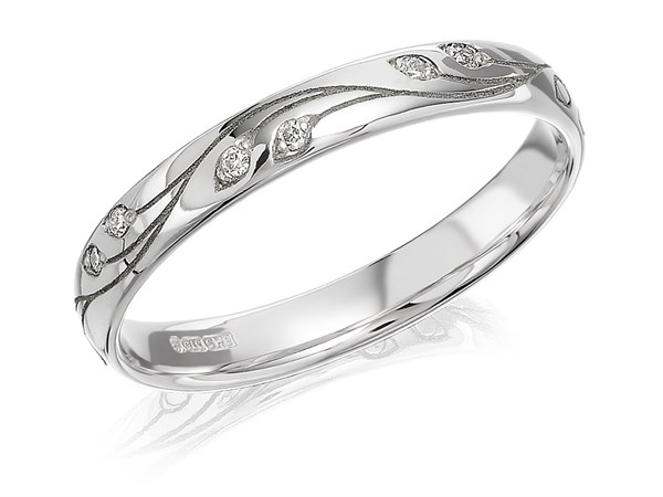 white gold wedding rings 9ct white gold diamond set leaf wedding ring - 3mm - r2434 QEBQYBU