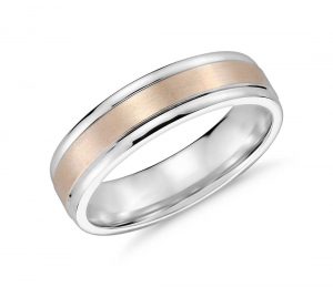 white gold wedding rings brushed inlay wedding ring in 14k white and rose gold (6mm) SVCSGYZ