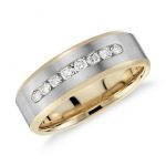 white gold wedding rings diamond channel-set wedding ring in 14k white gold and yellow gold (1/ CTTGNPZ