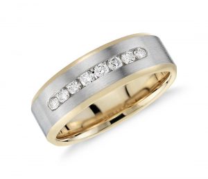 white gold wedding rings diamond channel-set wedding ring in 14k white gold and yellow gold (1/ CTTGNPZ