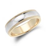 white gold wedding rings double milgrain comfort fit wedding ring in 14k white and yellow gold KPIEGCW