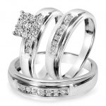 white gold wedding rings t.w. diamond trio matching wedding ring set 14k white gold OHEQFGA