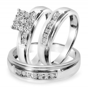 white gold wedding rings t.w. diamond trio matching wedding ring set 14k white gold OHEQFGA