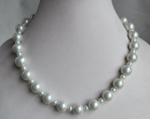 white pearl necklace, 6-12 mm glass pearl necklaces,wedding necklace,  bridesmaids VFLQBSE