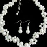 white pearl necklace glass pearl necklace earrings bridesmaid jewelry  flower girl KUVGEAQ