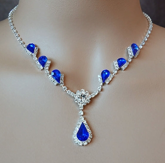 winsome royal blue rhinestone jewelry set DVPLGCT