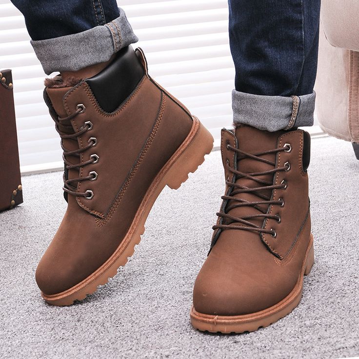 winter boots for men men winter boots 2015 new pu leather men boots hot sell england plus cotton XSORDTI