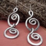 wire jewelry double swinging swirls big dangle earrings, statement earrings bold light  weight YHVYEVW