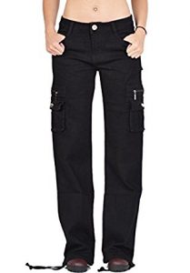 women cargo pants glamour outfitters womenu0027s wide leg cargo pants combat trousers - black KSVOUSG