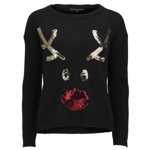 womens christmas jumper love knitwear womenu0027s i love rudolph christmas jumper - black HCJZUFH