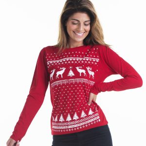 womens christmas jumper ... women reindeer christmas jumper styled longsleeve tee. red reindeer  long sleeve top IJJWLSK