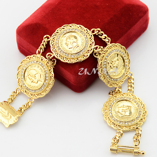 womens gold bracelets menu0027s womens 29mm 22k yellow solid gold filled bracelet crystal coin people RLCJKOA