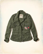 womens military jacket new hollister womenu0027s military patchwork shirt jacket oliver green size  large YBATUUD
